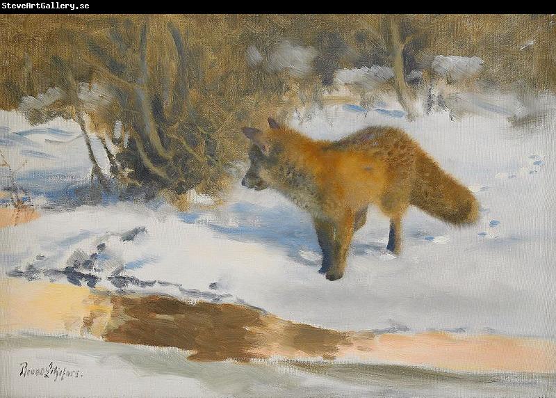 bruno liljefors Winter Landscape with a Fox